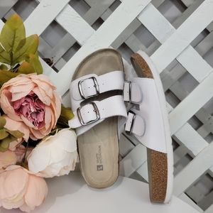 White Mountain Helga Leather Slide Sandal Size 8